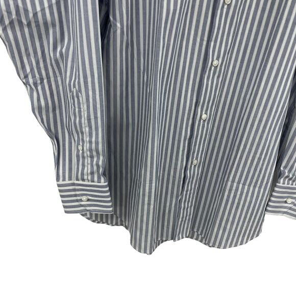 Robert Talbott Estate Blue White Stripe Long Sleeve Button Down Mens 15 / Medium - Picture 2 of 6
